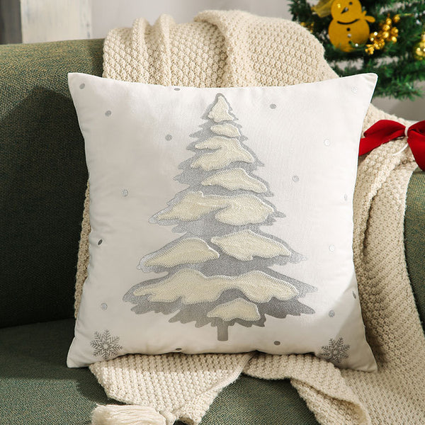 Funda de Almohada Navideña con Árbol Bordado y Bronce - Image 5