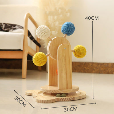 Rascador Giratorio de Madera Maciza con Cuerda de Sisal para Gatos - Image 5