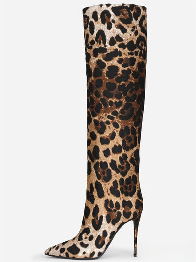 Botas Stiletto Leopardo con Punta Afilada para Mujer - Image 6