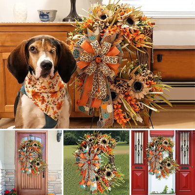 Guirnalda Decorativa Artificial con Girasoles y Estampado de Leopardo para Puerta - Image 10