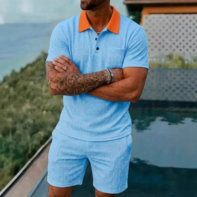 Conjunto de Playera y Shorts Deportivos Transpirables con Bloques de Color - Image 2