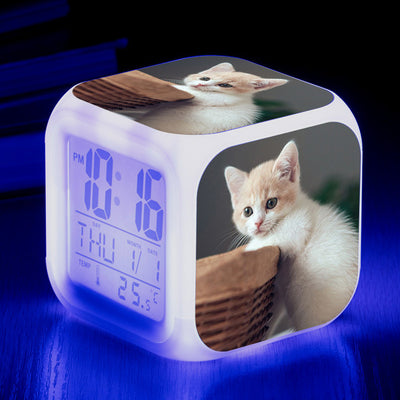 Reloj Despertador Cuadrado Multicolor para Gatos - Image 5
