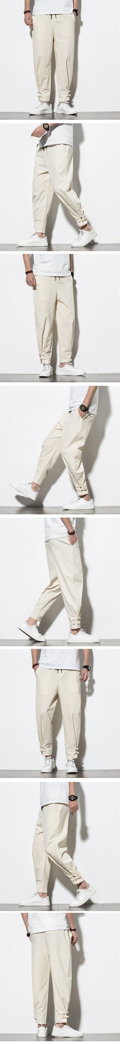 Pantalones Deportivos Hombre Algodón Lino Estilo Asiático - Image 3