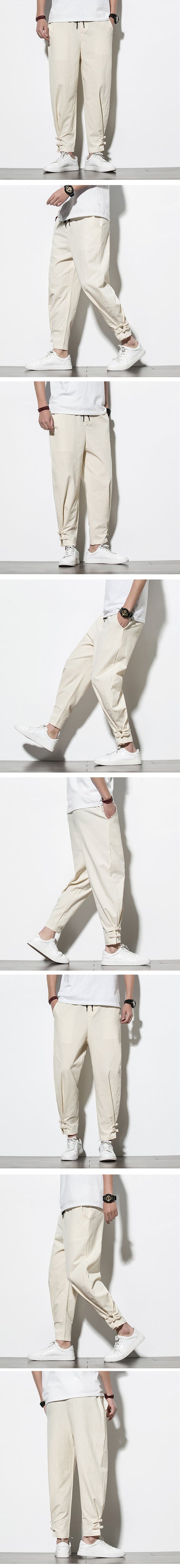 Pantalones Deportivos Hombre Algodón Lino Estilo Asiático - Image 3