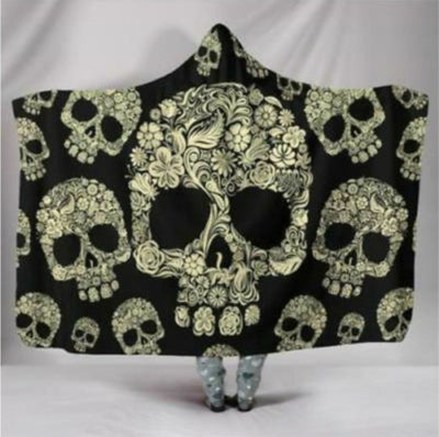 Poncho Manta con Capucha Calavera Impresión 3D Digital - Image 4