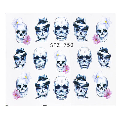 Calcomanías de Agua para Uñas Tema Halloween Calavera y Diablo - Image 7