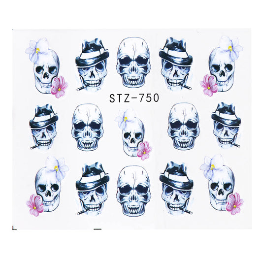 Calcomanías de Agua para Uñas Tema Halloween Calavera y Diablo - Image 7