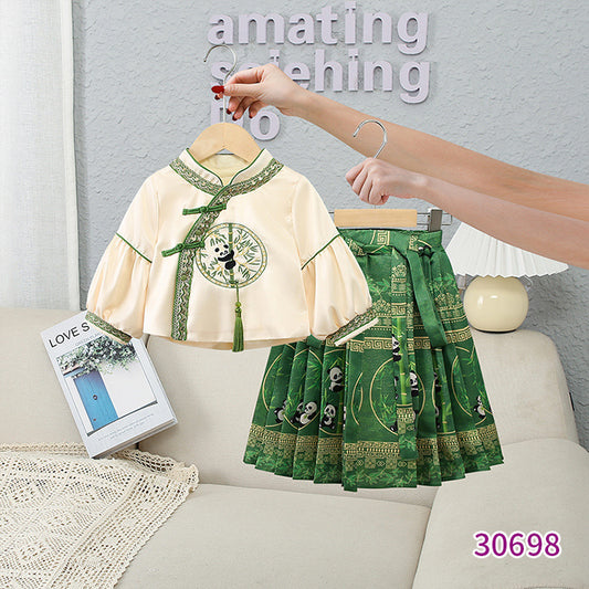 Conjunto Infantil Estilo Nacional - Falda Caballo Chino Dos Piezas
