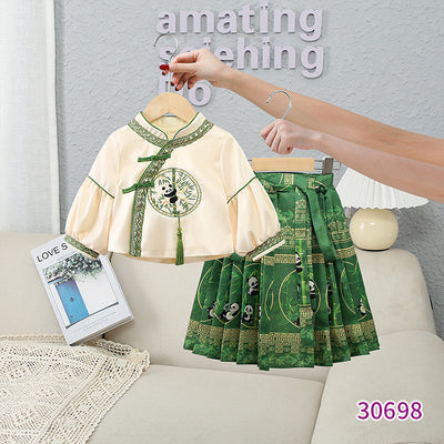 Conjunto Infantil Estilo Nacional - Falda Caballo Chino Dos Piezas