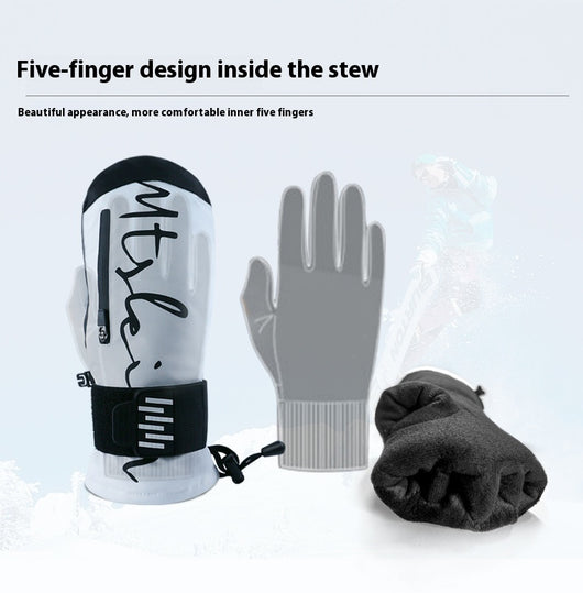 Guantes de Esquí con Banda Muñeca, Absorción de Impactos y Aislamiento Térmico Impermeable - Image 10