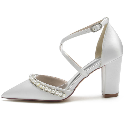 Zapatos de Tacón Cuadrado con Punta Afilada y Cristales Brillantes - Image 37