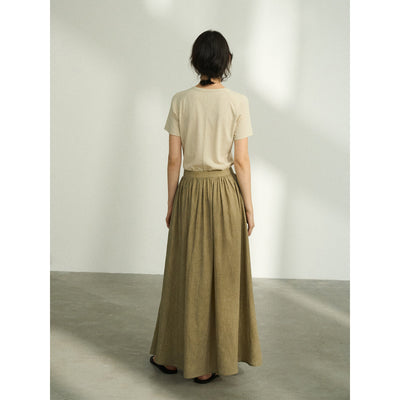 Falda Plisada Tencel Lino Efecto Desteñido con Volumen - Elegancia Moderna para Mujer - Image 4