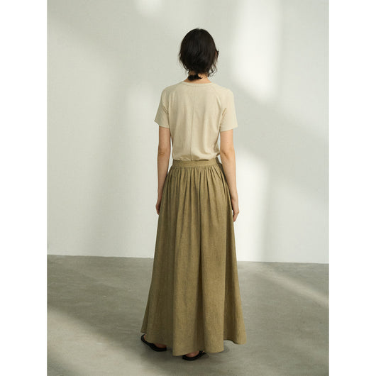 Falda Plisada Tencel Lino Efecto Desteñido con Volumen - Elegancia Moderna para Mujer - Image 4