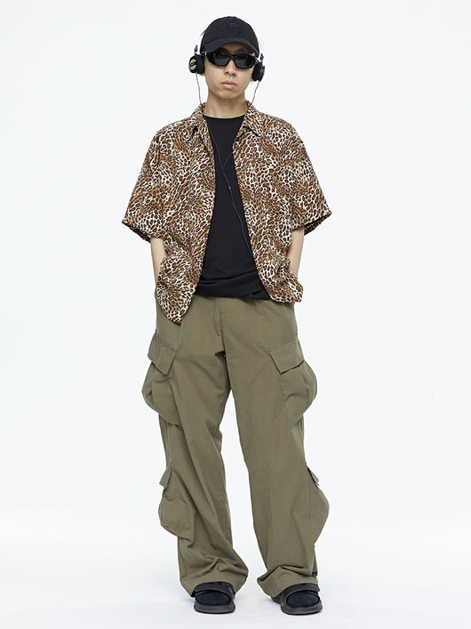 Pantalones Cargo Tácticos Verde Militar con Piernas Rectas y Múltiples Bolsillos - Image 5