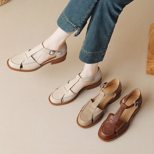 Sandalias Retro Mujer con Diseño Hueco - Comodidad Vintage