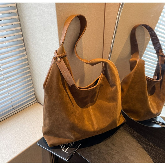 Bolso de Hombro de Ante Vintage con Costuras para Mujer - Image 30