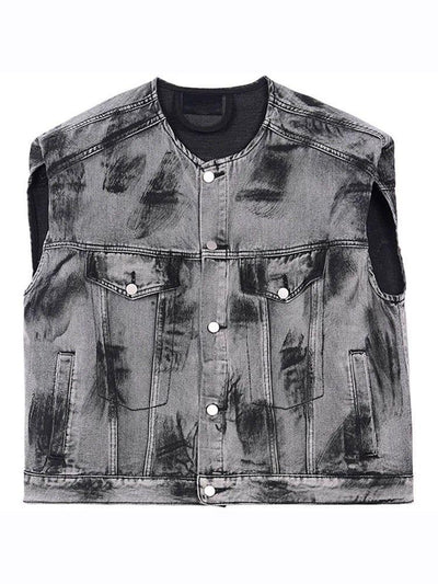 Chaleco Denim Acolchado Street Graffiti con Hombros Reforzados - Image 8