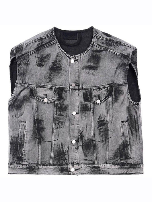 Chaleco Denim Acolchado Street Graffiti con Hombros Reforzados - Image 8