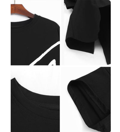 Playera Suelta con Estampado Gráfico y Abertura Lateral para Mujer - Image 7
