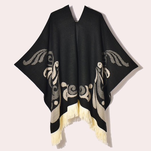 Poncho Denim Estilo Western con Flecos - Abrigo Cálido Unisex para Exteriores - Image 68