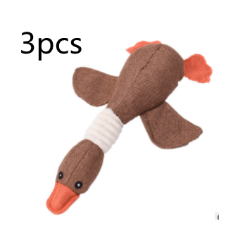Plush teal duck dog toy with orange beak and feet, and a white ribbed neck, designed for sounding and puzzling. - Image 21