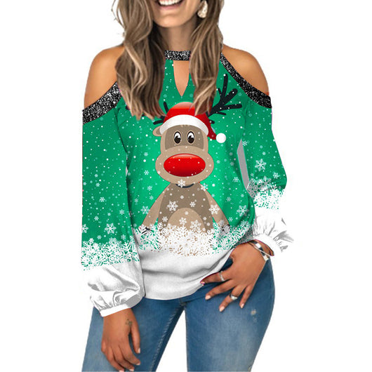 Blusa Hombros Descubiertos Talla Grande con Mangas Farol Estampada - Image 22