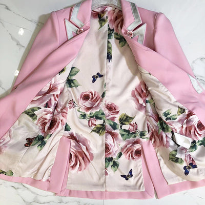 Blazer Slim Rosa con Forro Estampado - Image 10