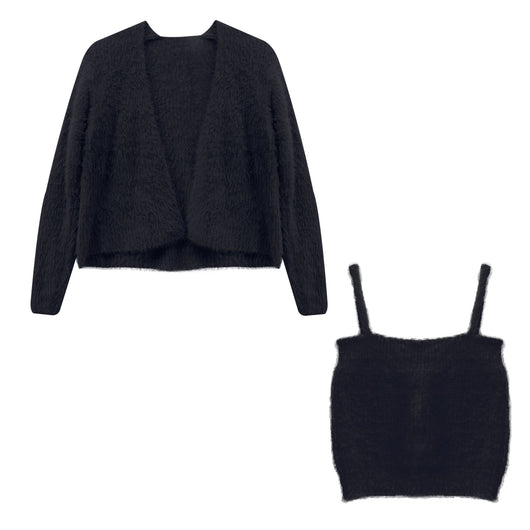 Conjunto de Dos Piezas: Cardigan de Visón Tejido con Top Tubo Primavera - Image 8