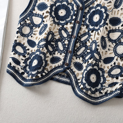 Chaleco de Primavera con Cuello V Irregular y Bordado Calado para Mujer - Image 13