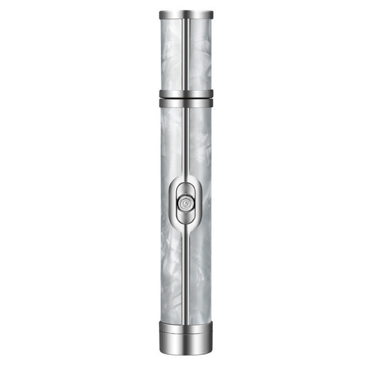 Silver-gray portable nail polishing instrument with a sleek, pen-like design and textured body. - Image 6