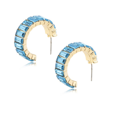 Aretes en Forma de C con Cristales Multicolores - Image 12