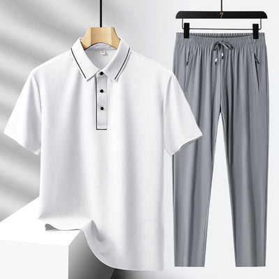 Conjunto Deportivo Polo y Pantalón Ice Silk sin Costuras - Lujo Ligero - Image 9