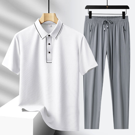 Conjunto Deportivo Polo y Pantalón Ice Silk sin Costuras - Lujo Ligero - Image 9