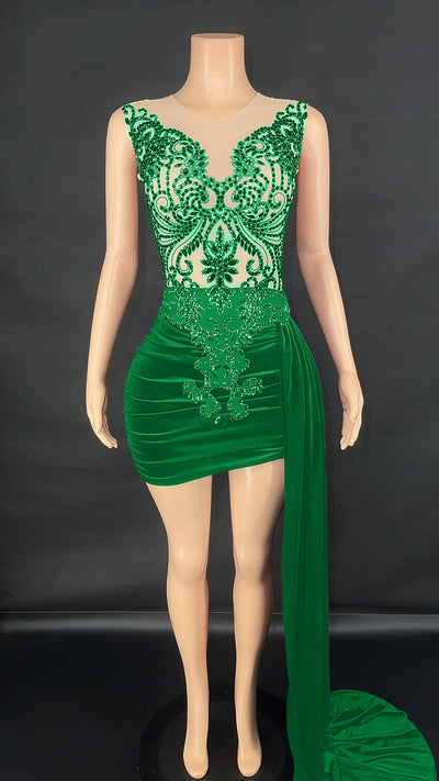 Vestido de Noche Elegante con Cola Lateral para Cantantes y Eventos - Image 7