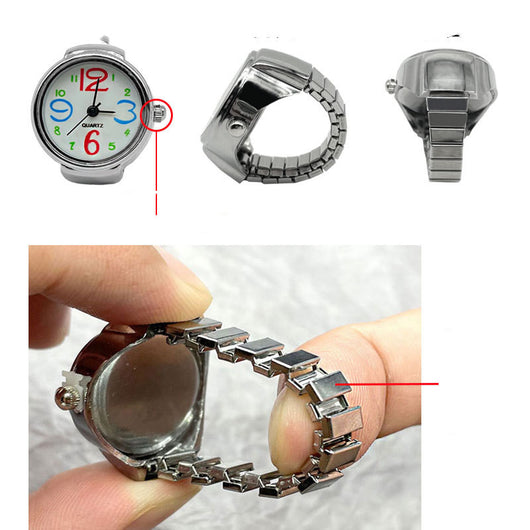 Anillo Reloj Unisex Caja de Aleación Plateada - Image 6