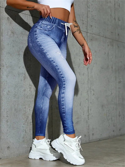 Pantalones Estampados de Cintura Alta con Cordón Europeos y Americanos - Image 12