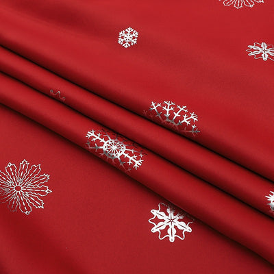 Dark green blackout curtains with silver snowflake patterns, hung on a rod in a room with a Christmas tree. - Image 14