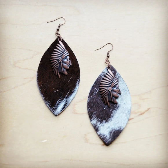 **Brincos de Couro Preto e Branco com Indiano 220j