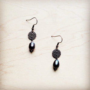 **Genuine Freshwater Gray Pearl Earrings 225j