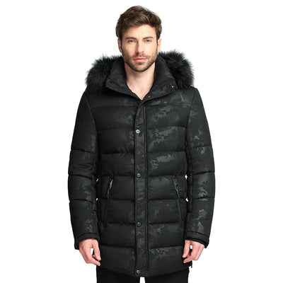 Chaqueta de Invierno Acolchada para Hombre con Cuello de Pelo Estilo Británico - Image 6