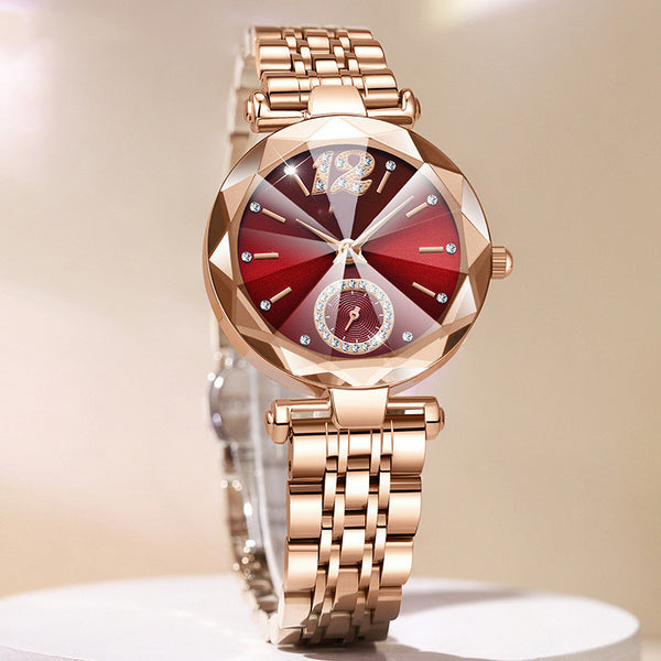 Reloj de Mujer con Esfera de Diamante y Degradado de Cristal