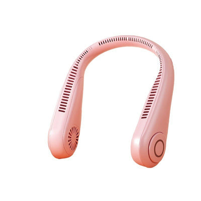 Dark blue U-shaped neck fan with air vents, small fan grilles, and a rose gold accent ring. - Image 8