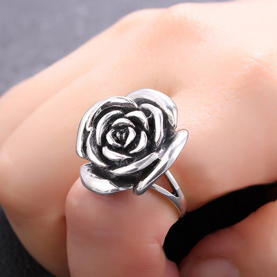 Anillo de Plata 925 Tallado Tridimensional con Diseño Vintage y Rosa Natural - Image 6