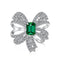 Sterling Silver High-grade Emerald Bow Stud Earrings Women DY120783SWWG6 925 Silver