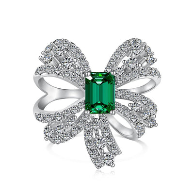 Aretes de Plata Esterlina con Esmeralda Verde en Forma de Moño - Image 6