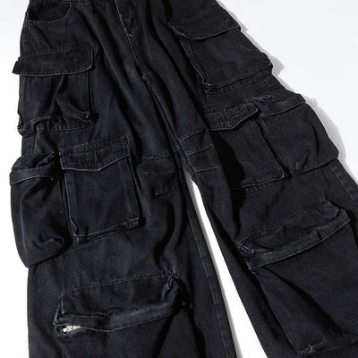 Pantalón Cargo Denim Lavado Industrial con Múltiples Bolsillos - Image 3