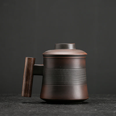 Taza de Cerámica Morada con Filtro y Tapa para Café y Leche - Image 14