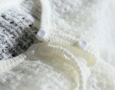 Cardigan de Mohair Calado Tejido Hueco - Image 4