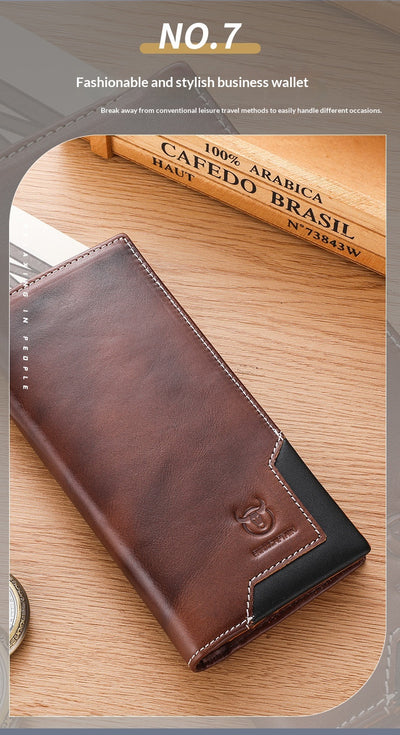 Billetera Bifold de Cuero Engrasado Premium para Hombre - Capacidad Grande - Image 8
