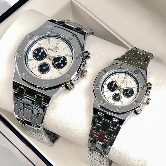 Reloj de Pareja Acero Inoxidable con Calendario y Resistencia al Agua - Image 10
